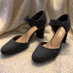 Gray Plaid Mary Janes